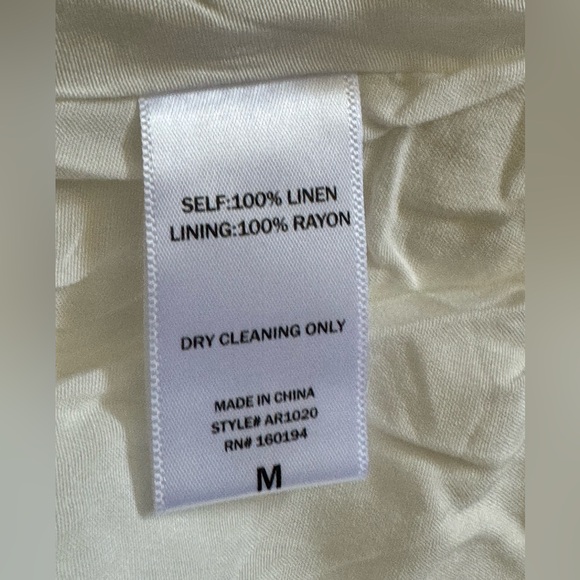 NWT- A.REN Candace 100% Linen Off-White Maxi Dress Size Medium - Picture 11 of 14